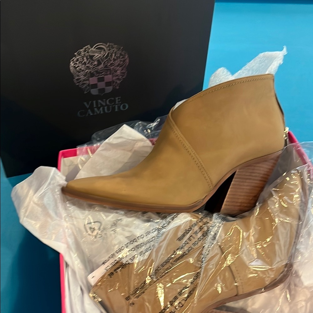 Vince Camuto Tan Heeled Boots with Suede Finish
